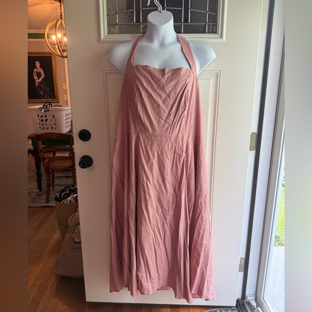 Anthropologie Soft Pink Backless Dress w/ Pockets!